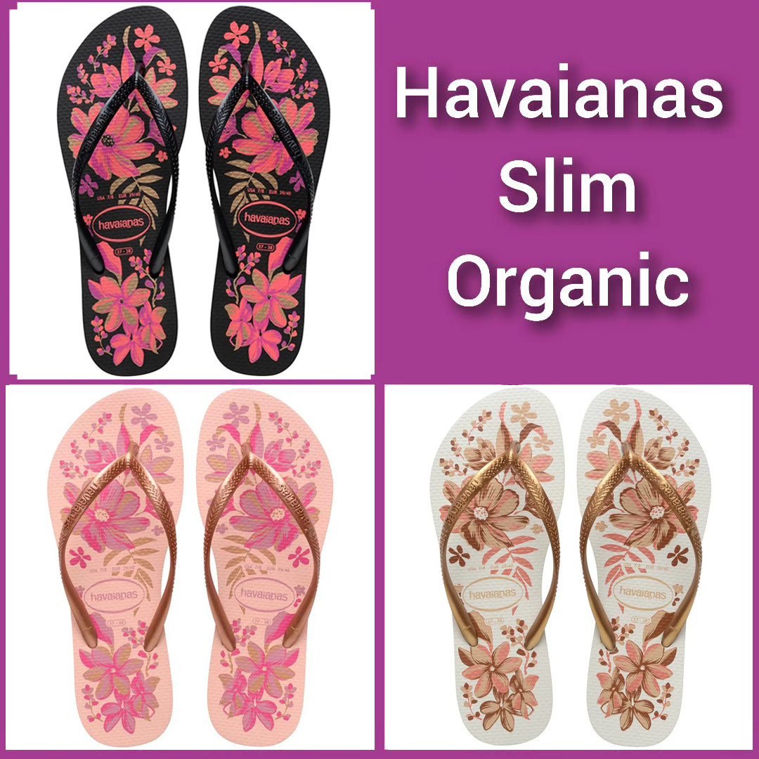 哈瓦那havaianas organic花卉印花人字拖夏季度假平底沙滩凉拖女