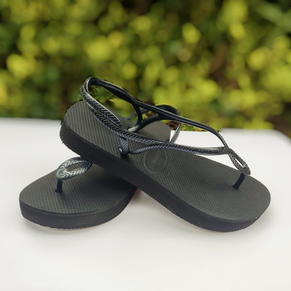 正品哈瓦那Havaianas Luna凉鞋厚底一脚蹬时尚交叉绑带3cm