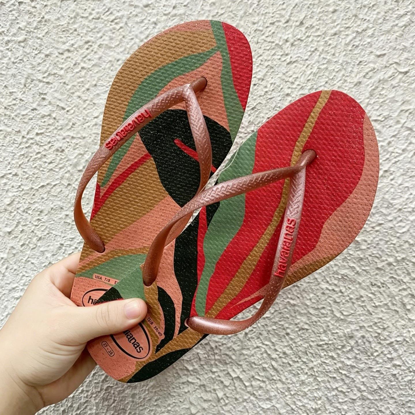 Havaianas哈瓦那拼色防滑闪粉调色盘人字拖女休闲度假沙滩凉拖鞋