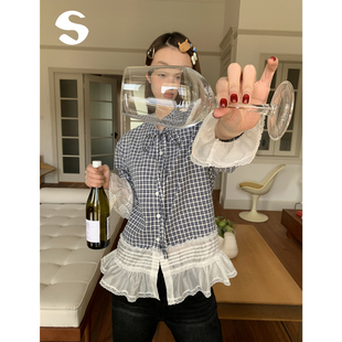 Sleep at 11 秋装韩系穿搭蕾丝花边屁帘内搭叠穿衬衫女设计感上衣