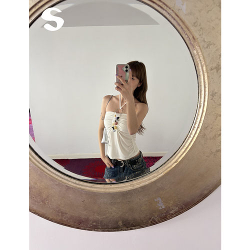 辣妹穿搭绝美挂脖串珠小吊带背心