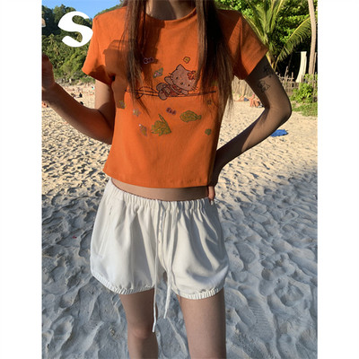 卡通KT猫烫钻夏日短袖圆领T恤