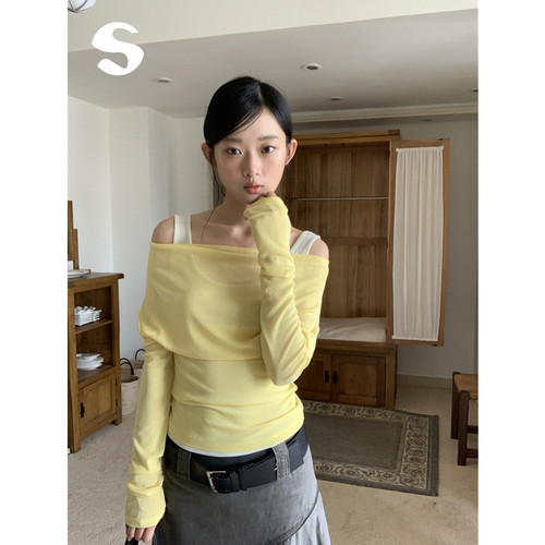 外穿假两件长袖T恤女纯欲上衣