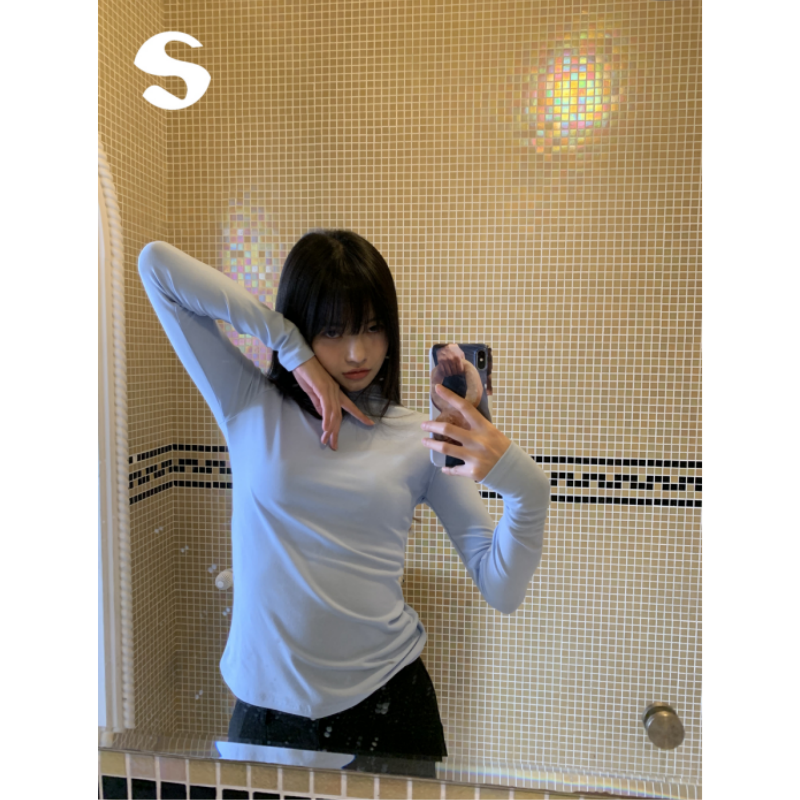 Sleep at 11 亲肤百搭软糯修身长袖半高领内搭加绒打底衫T恤上衣