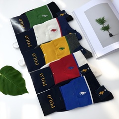 POLO袜子男秋冬纯棉撞色休闲长筒袜彩色吸汗排湿防臭中筒袜潮9235