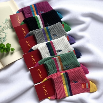 POLO袜子女秋冬加厚棉线中筒袜女