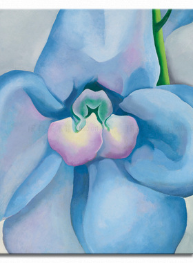 蓝色花朵欧姬芙艺术风酒吧装饰画