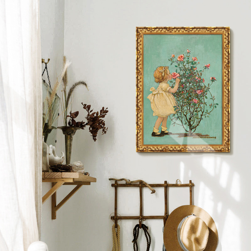 玫瑰女孩欧法式艺术风儿童房插画