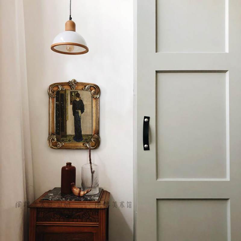 红裙夫人 北欧复古人物小众艺术轻奢浮雕摆台装饰画高端钢琴房画