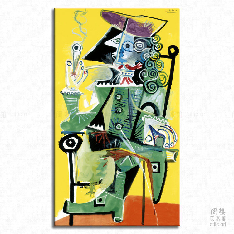 抽烟斗的火枪手 pablo picasso 毕加索 装饰画客厅书房定制照片