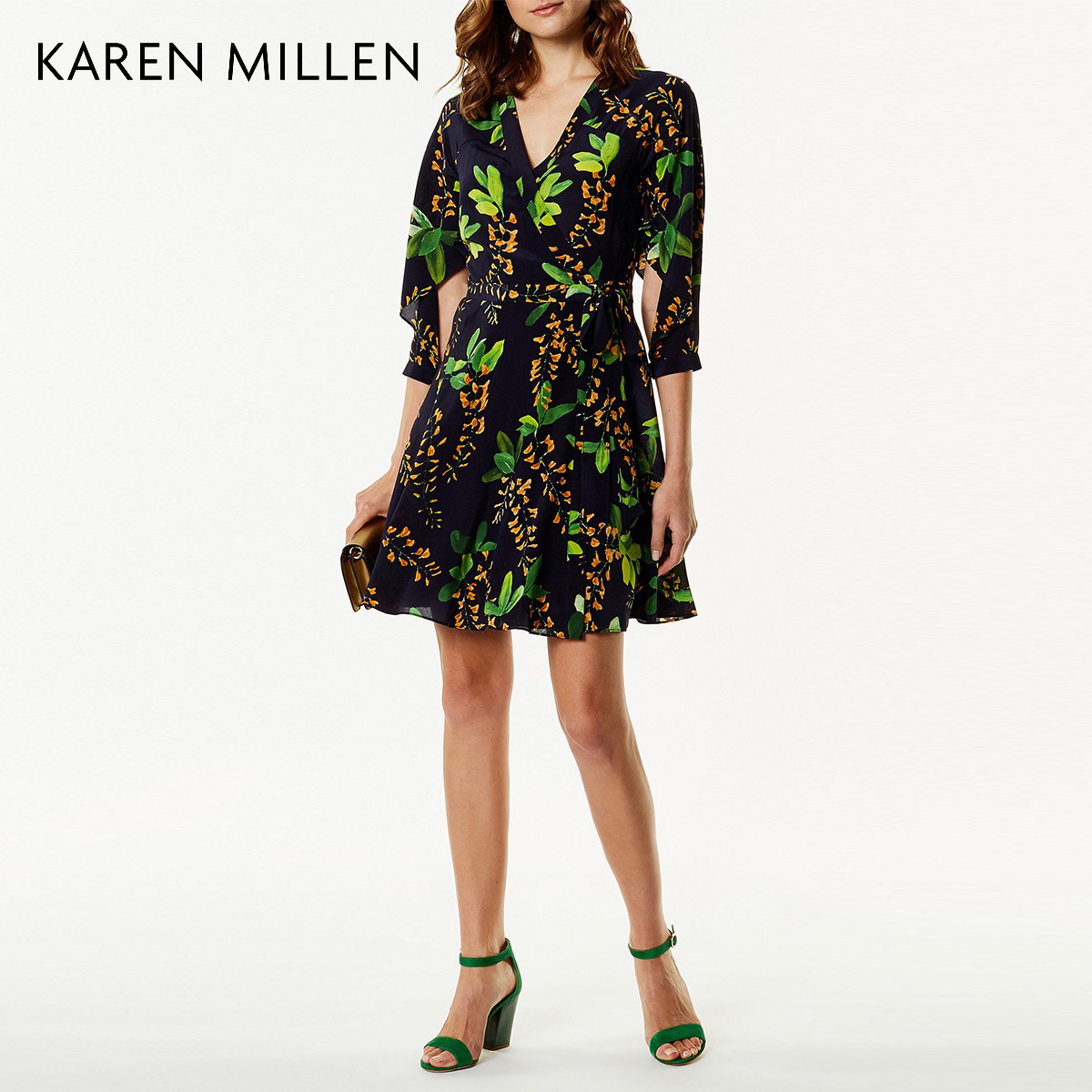 KAREN MILLEN¿Â×Ã×Á«Ó¢Â×Å®×°2018ÏÄVÁìÓ¡»¨Á¬ÒÂȹKM51829713
