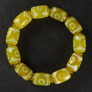 圣饰奇缘天然西藏真品老玛瑙法衣虎牙三眼天珠手串链11 16mm左右