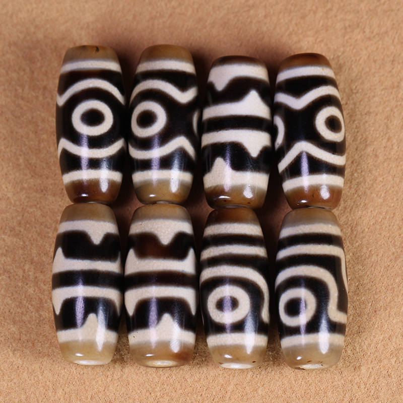 圣饰奇缘 西藏天然玛瑙牙黄双虎牙二三眼天珠28*12mm左右手串项链