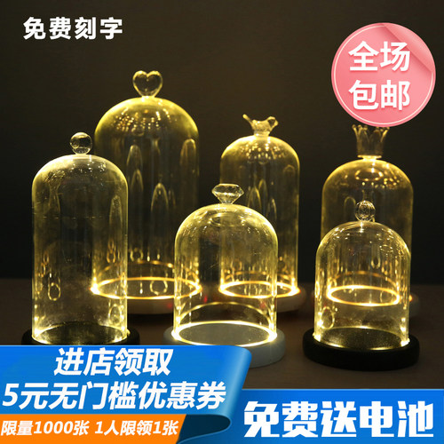 现代防尘罩带灯永生展示创意摆件