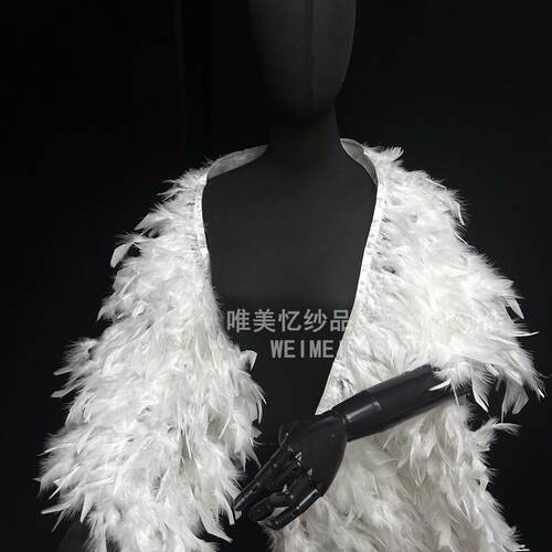 新款婚纱白色羽毛披肩礼服斗篷