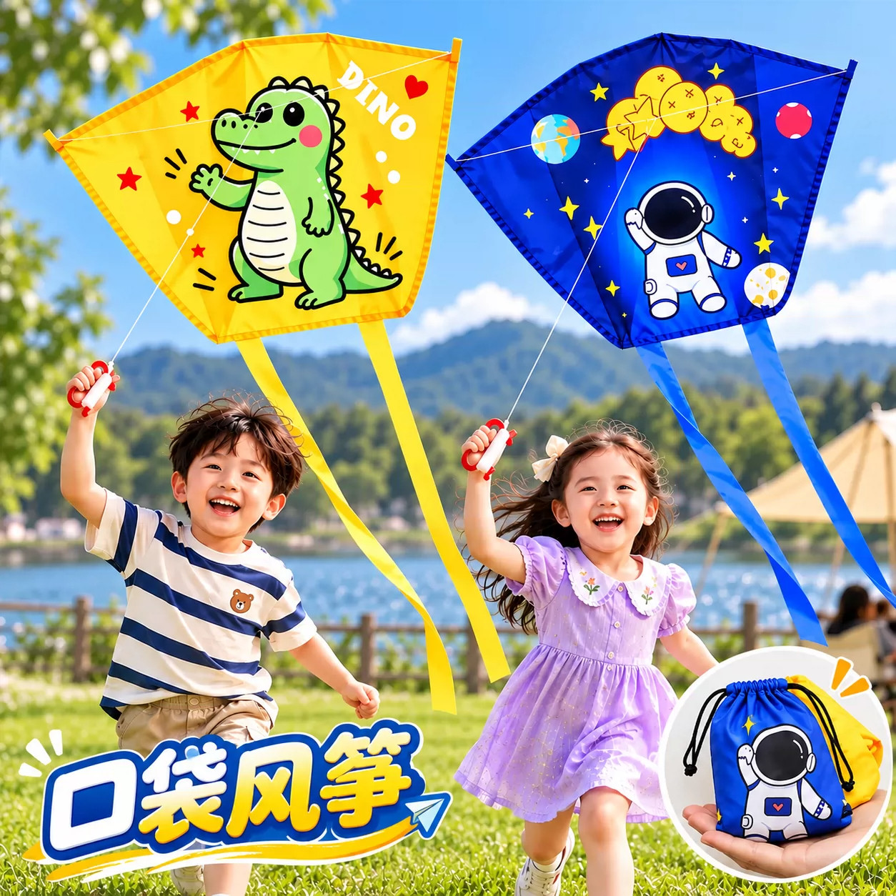便携手持口袋风筝微风易飞儿童户外运动草坪玩具男女孩幼儿园春游