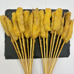 8支裹粉油炸素材串杏鲍菇条烧烤油炸半成品 椒盐杏鲍菇手把串10把