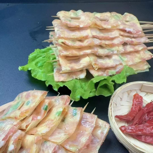 鲜肉片猪肉豆皮片20串烧烤油炸铁板麻辣烫串串香半成品食材鲜肉串
