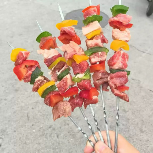 五彩椒牛肉串商用彩椒牛肉大串烧烤油炸食材半成品手工烤肉串10串