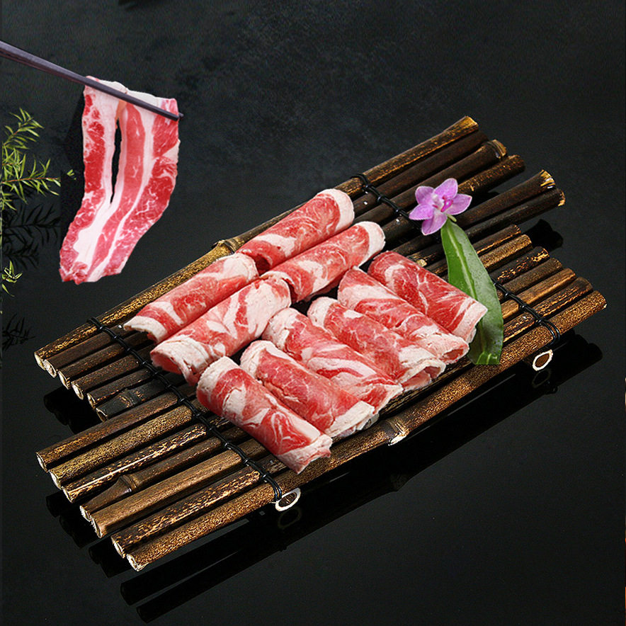 烤肉火锅店餐具肥牛羊肉卷创意摆盘酒店农家乐日料竹编竹排菜盘子