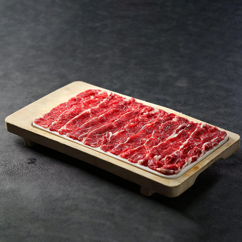 创意特色火锅店长方现切牛肉专用餐具肥牛羊肉卷摆盘时尚竹木套装