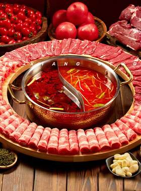 创意圆形木板牛羊肉餐具