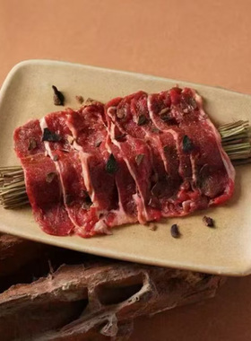 陶瓷长方盘三出山同款鲜切吊龙肥牛盘火锅店特色餐具装嫩牛肉盘子