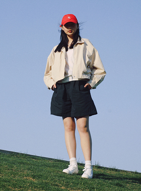 RookieCombo新职人 春夏百搭休闲天丝亚麻棉深蓝色A字短裤