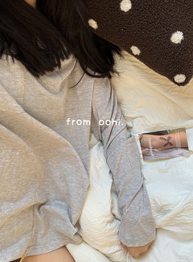 我爱松弛感微透长袖罩衫!适合居家睡觉穿的T恤!透气舒适上衣女