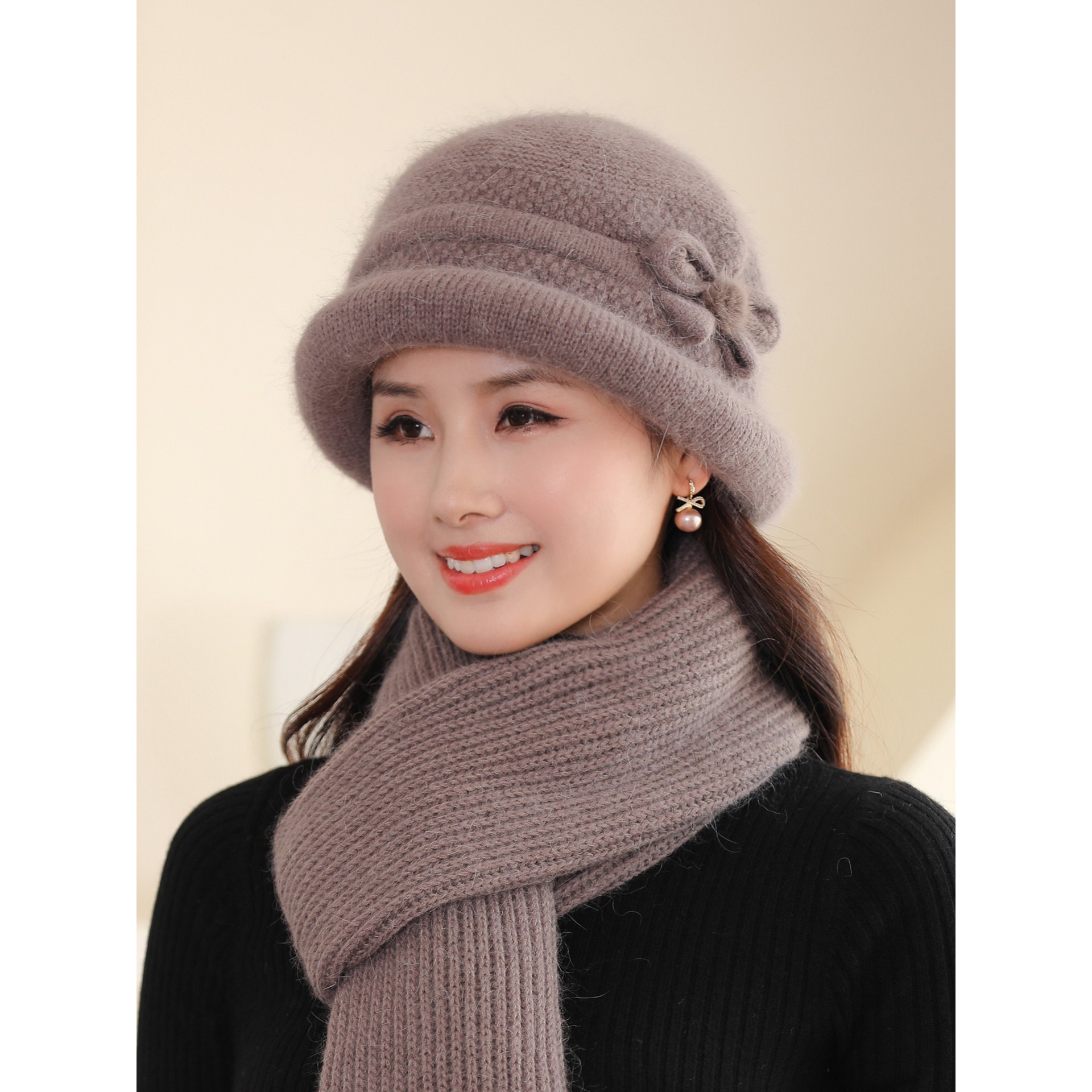 奶奶帽冬天中老年人保暖兔毛帽女冬季老太太婆婆妈妈帽子加绒盆帽