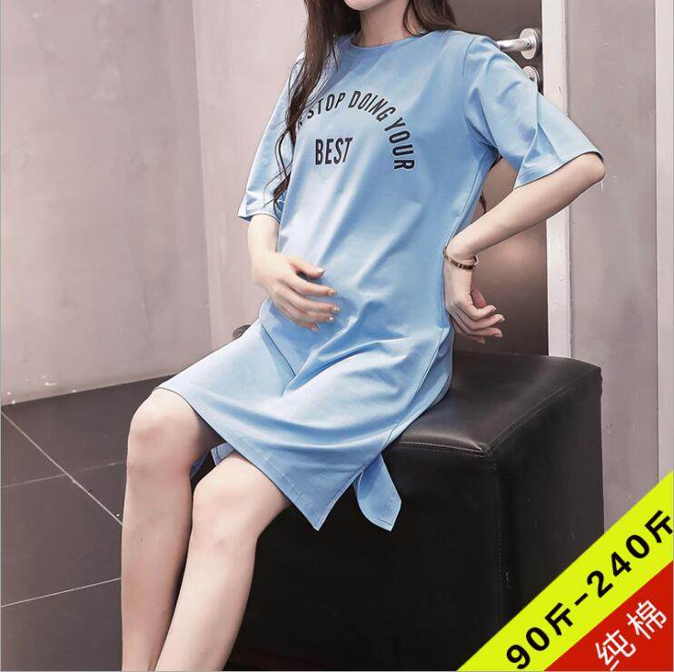 纯棉加肥孕妇装夏装宽松中长款短袖T恤夏季连衣裙体恤大码上衣200|ruв категории Всё для беременных и кормящих, материнство, футболка - от Buy2taobao.com для оказания профессиональной услуги покупки агента Taobao