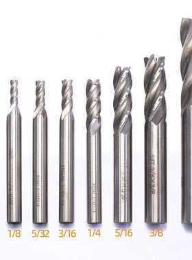 跨境四刃立铣刀套装 英制直柄铣刀8pcs组合装 金属雕刻刀具