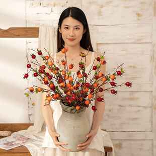 厂家仿真山楂假花绿植物仿真花婚庆装饰工艺品INS跨境MW10888