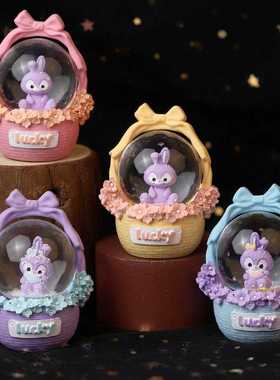 45号梦幻水晶球带灯桌面树脂迷你小摆件卡通可爱兔子创意礼品