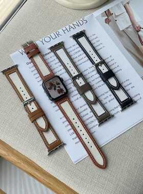 适用于苹果手表iwatch8代7654321se新款镂空帆布皮质表带粗细