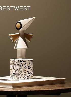 Best west 纪念碑谷艾达乌鸦人彩绘釉面陶瓷摆件ins家居玄关软装