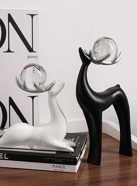 贝汉美水晶梅花鹿家居客厅电视柜桌面装饰品摆件乔迁礼品一件代发