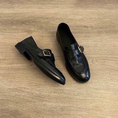 复古平底皮鞋2025秋冬新款英伦乐福鞋女一脚蹬深口百搭圆头小皮鞋