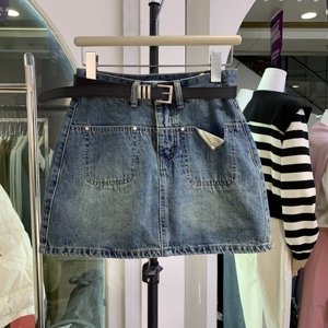 牛仔半身裙2023春夏新款韩版高腰显瘦包臀裙小个子复古A字裙61076