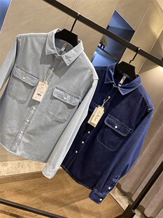 港式潮流！牛仔衬衫男长袖春秋款纯棉宽松美式休闲衬衣简约外套男