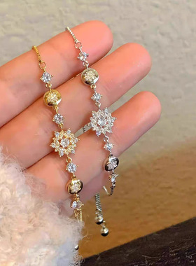 轻奢抽拉气质冬日雪花手链