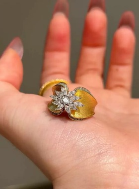 小红书同款爆闪满钻蝴蝶指环