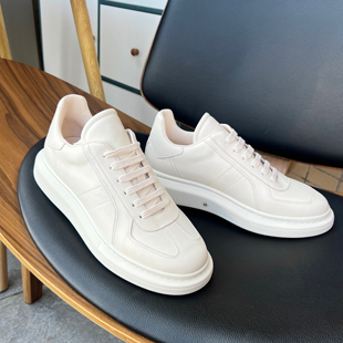 2025新款厚底增高小白鞋男女百搭休闲运动板鞋系带真皮舒适德训鞋