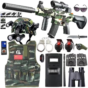 儿童警察玩具枪全套真人吃鸡装备特种兵小特警男孩战术夜视仪头盔