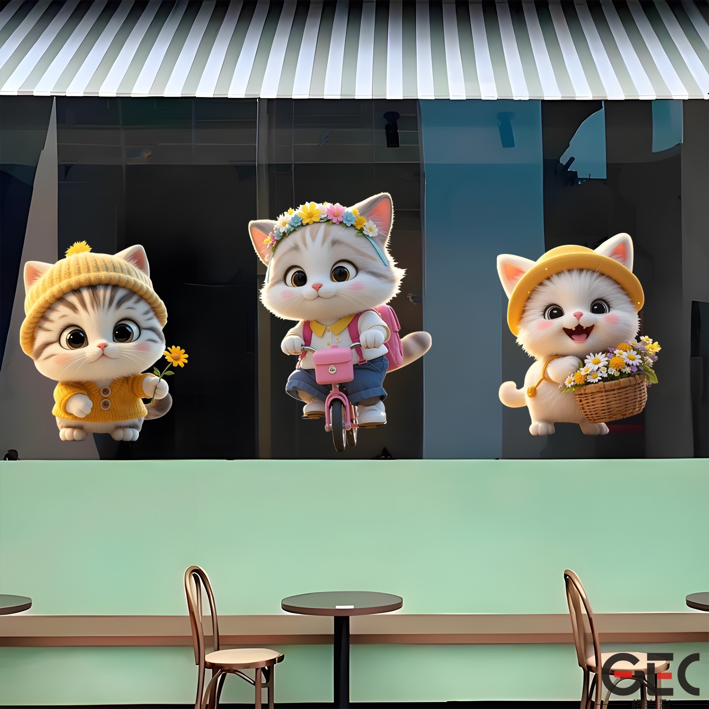 卡通可爱猫咪INS风治愈系玻璃贴