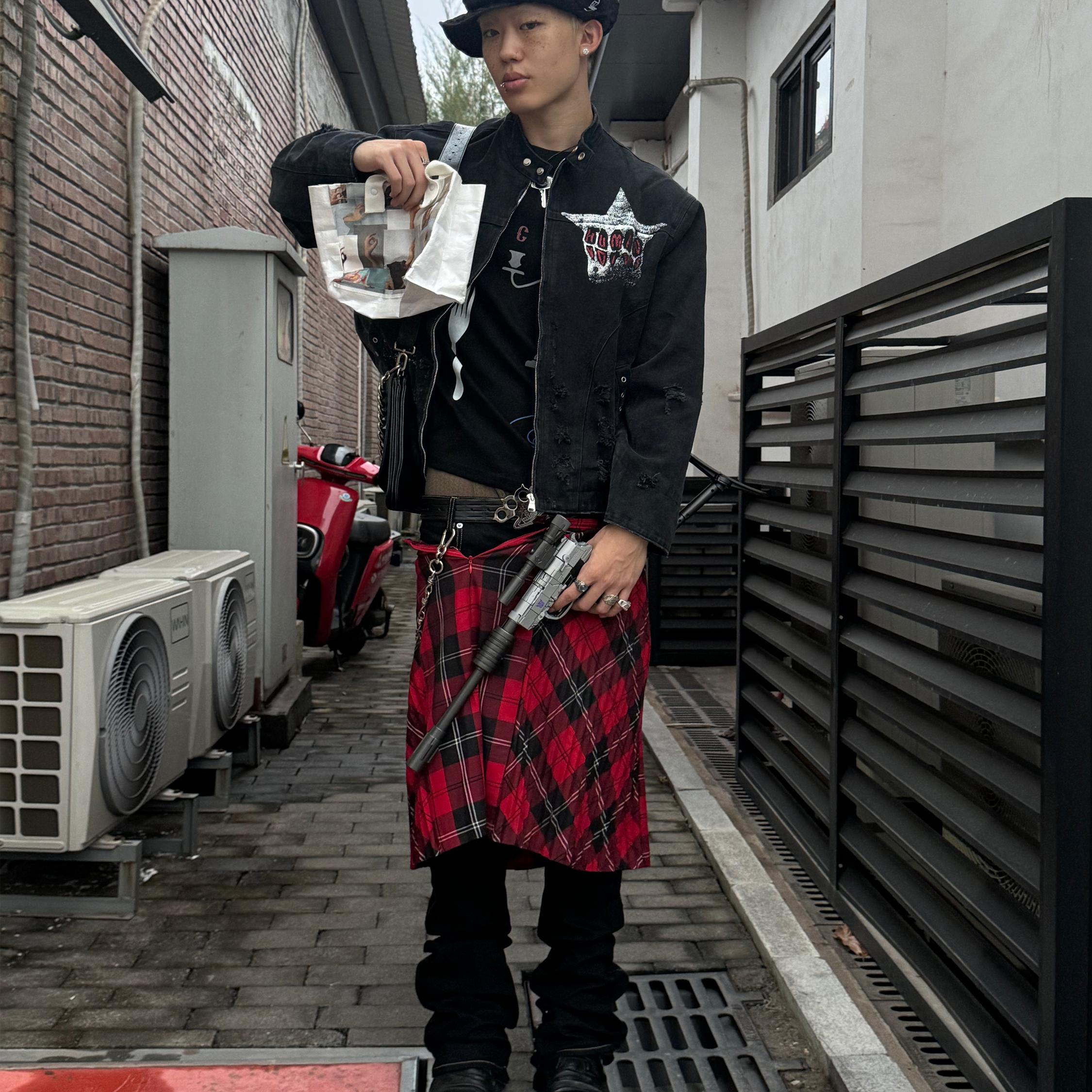 Human Voices海报印花水洗做旧破坏550克重磅底特律夹克帆布外套