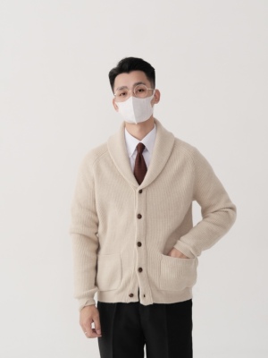 青果领针织绅士开衫毛衣