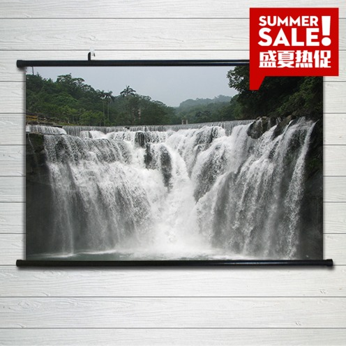 唯美风瀑布高山流水生财大幅海报