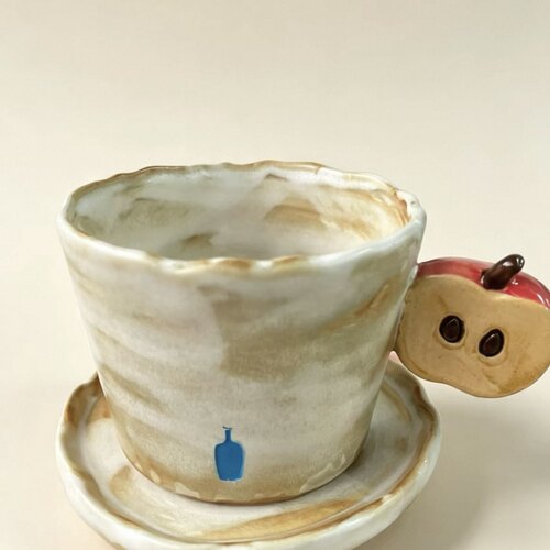 蓝瓶bluebottle联名田园风半个苹果陶瓷咖啡杯碟日式小清新礼盒装