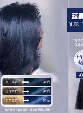 蓝黑色染发膏盖白发理发店专用嘉瀛领秀润色闷青一步到位单支染膏